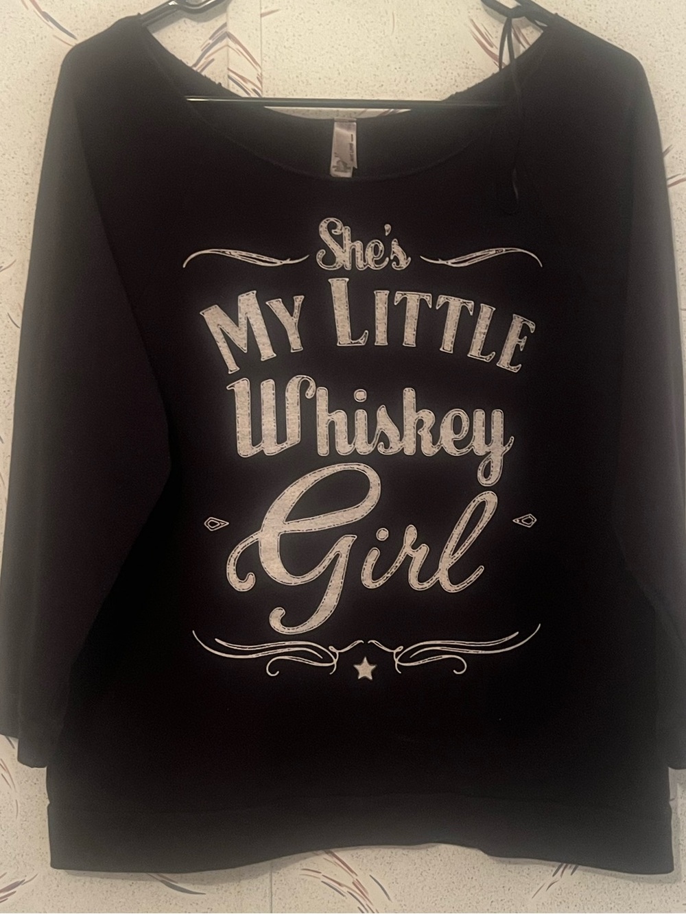 Next Level Women’s XL She’s My Little Whiskey Girl Black Graphic Top
